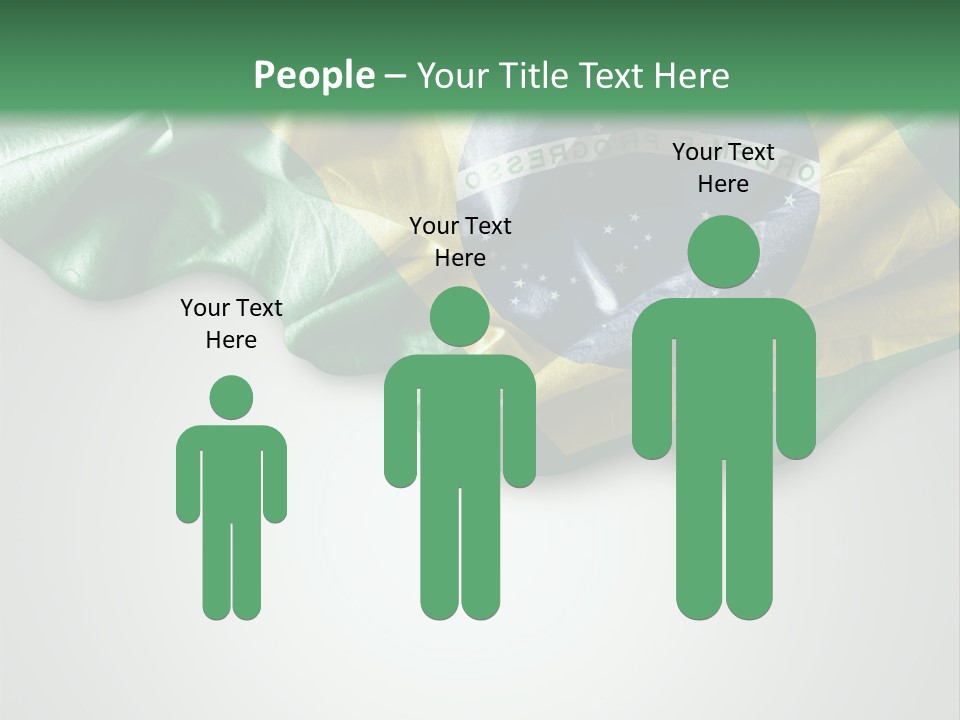 The Flag Of Brazil On A Green And White Background PowerPoint Template