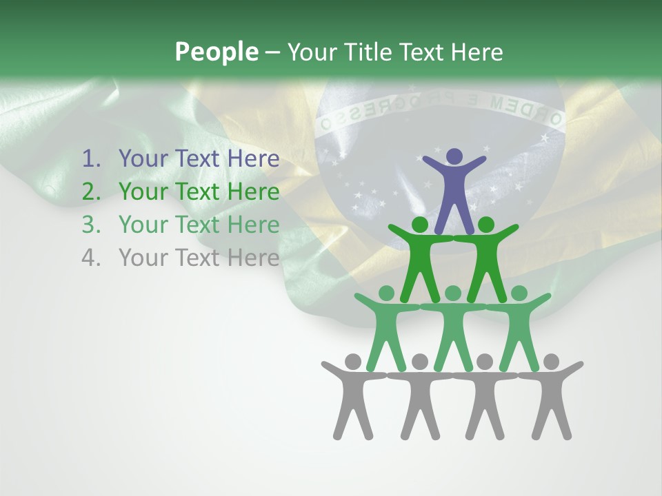 The Flag Of Brazil On A Green And White Background PowerPoint Template