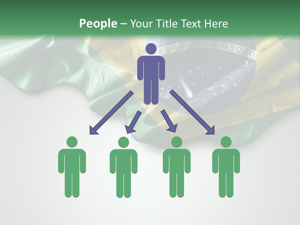 The Flag Of Brazil On A Green And White Background PowerPoint Template