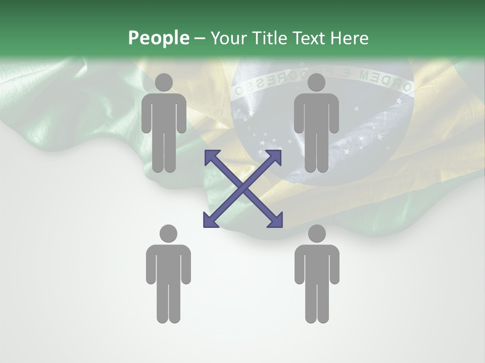 The Flag Of Brazil On A Green And White Background PowerPoint Template