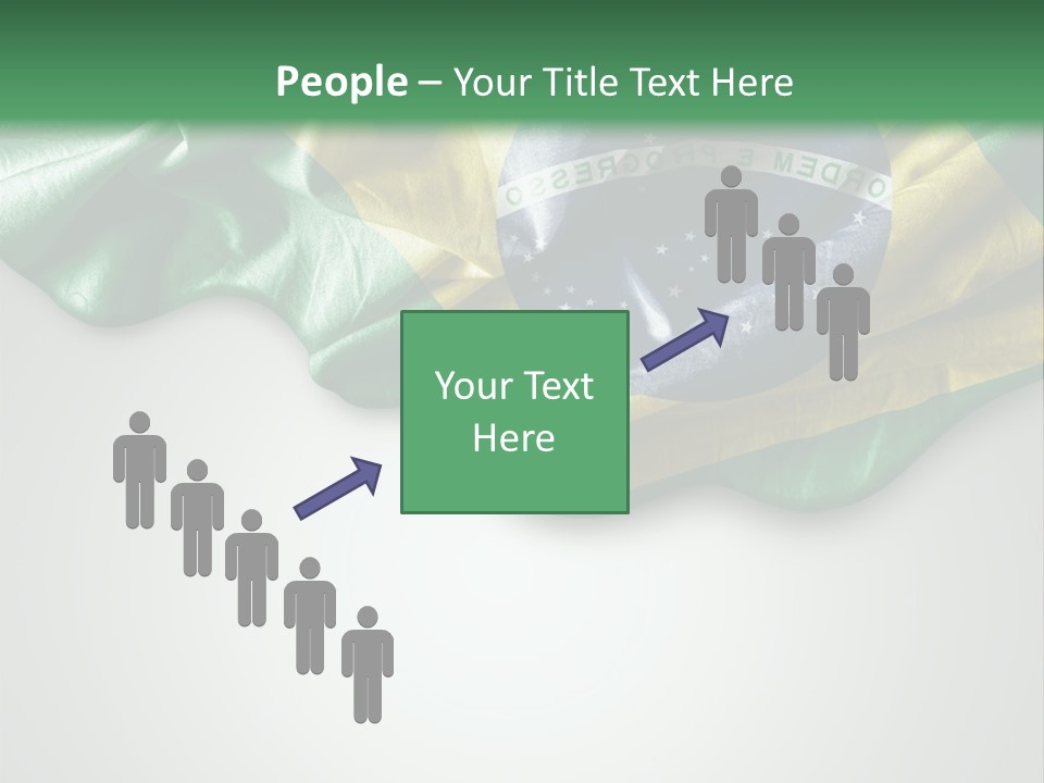 The Flag Of Brazil On A Green And White Background PowerPoint Template