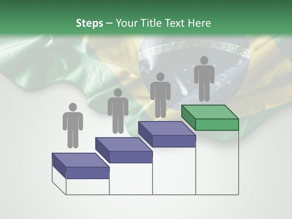 The Flag Of Brazil On A Green And White Background PowerPoint Template