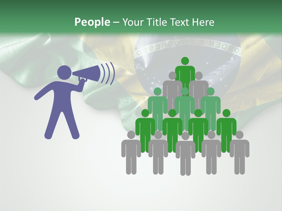 The Flag Of Brazil On A Green And White Background PowerPoint Template