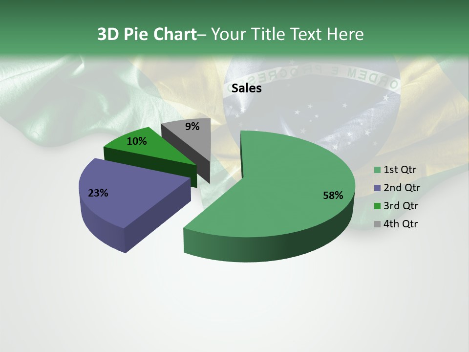 The Flag Of Brazil On A Green And White Background PowerPoint Template