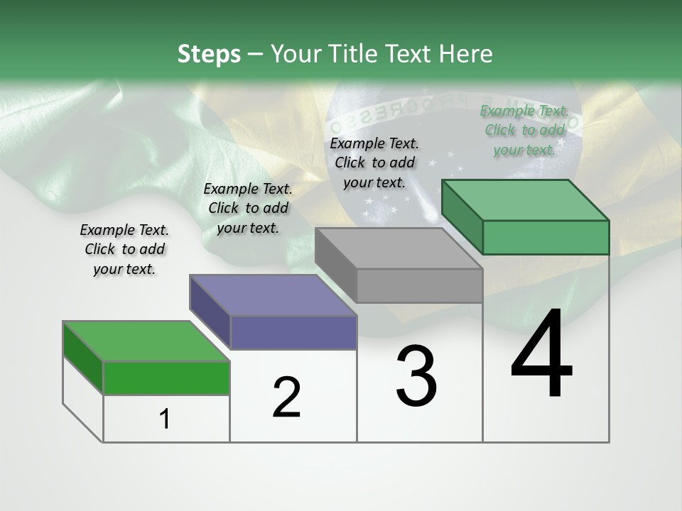 The Flag Of Brazil On A Green And White Background PowerPoint Template