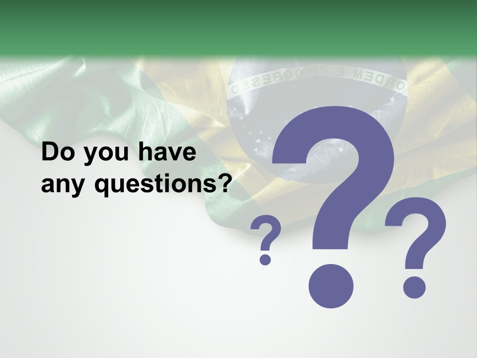 The Flag Of Brazil On A Green And White Background PowerPoint Template