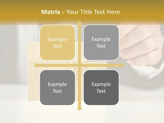 A Business Man Stacking Wooden Blocks On Top Of A Table PowerPoint Template