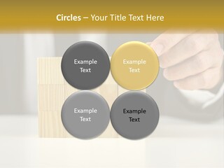 A Business Man Stacking Wooden Blocks On Top Of A Table PowerPoint Template