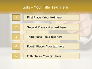 A Business Man Stacking Wooden Blocks On Top Of A Table PowerPoint Template