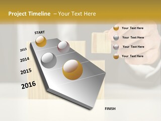 A Business Man Stacking Wooden Blocks On Top Of A Table PowerPoint Template