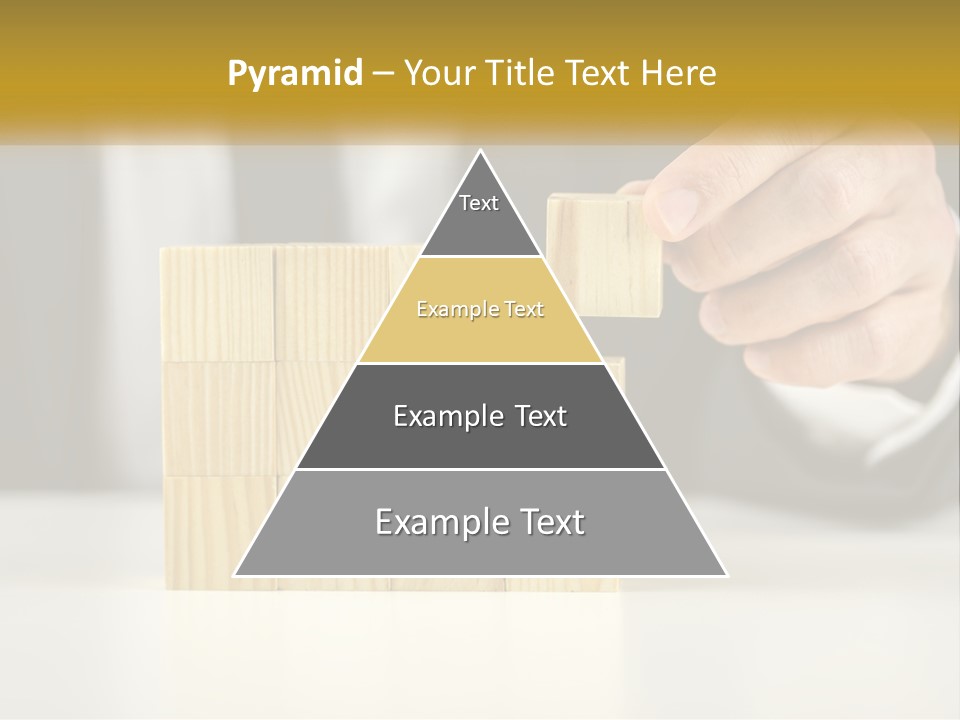 A Business Man Stacking Wooden Blocks On Top Of A Table PowerPoint Template
