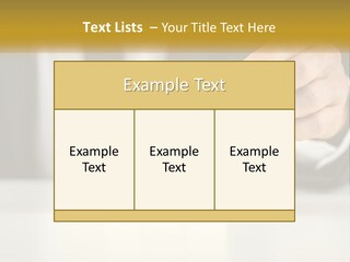 A Business Man Stacking Wooden Blocks On Top Of A Table PowerPoint Template