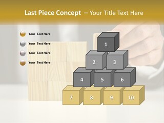 A Business Man Stacking Wooden Blocks On Top Of A Table PowerPoint Template