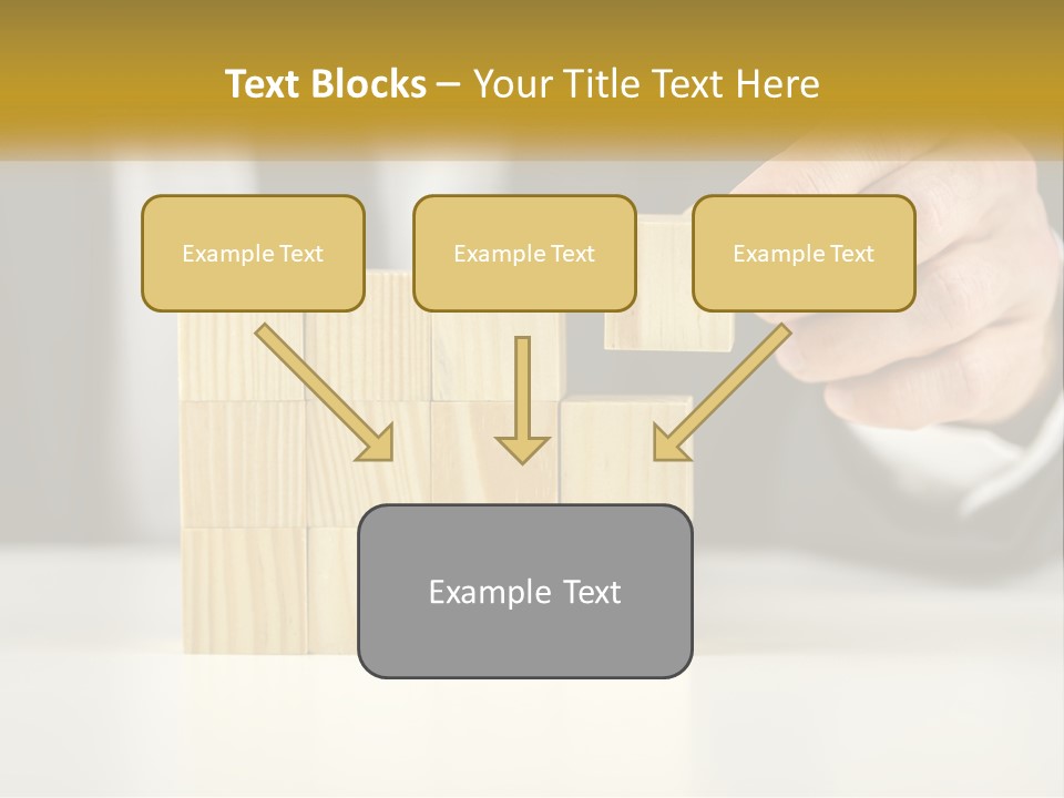 A Business Man Stacking Wooden Blocks On Top Of A Table PowerPoint Template