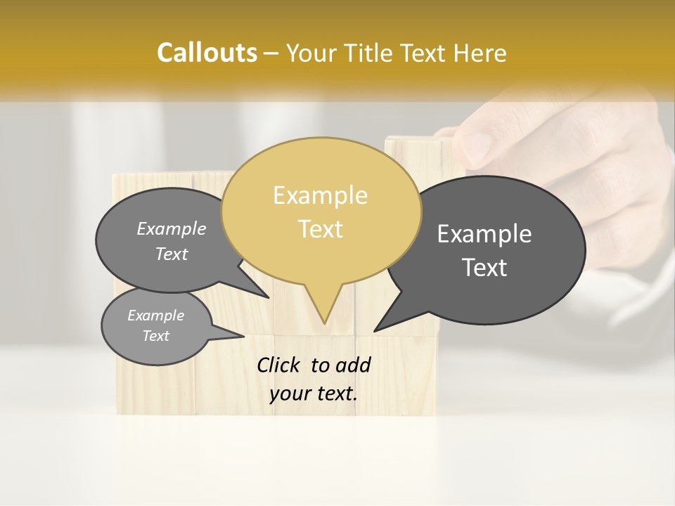 A Business Man Stacking Wooden Blocks On Top Of A Table PowerPoint Template
