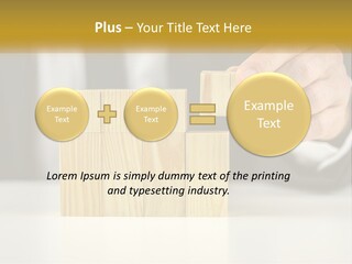 A Business Man Stacking Wooden Blocks On Top Of A Table PowerPoint Template