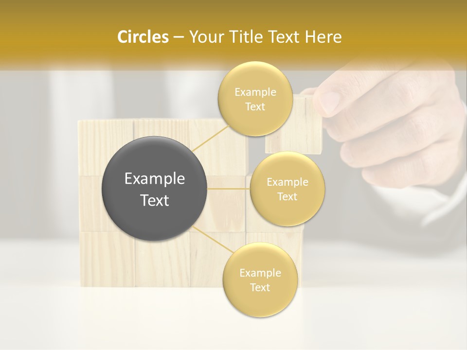 A Business Man Stacking Wooden Blocks On Top Of A Table PowerPoint Template