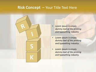 A Business Man Stacking Wooden Blocks On Top Of A Table PowerPoint Template