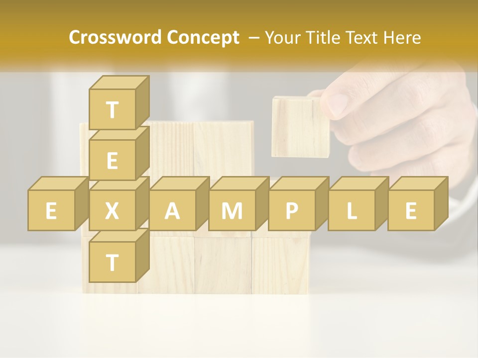 A Business Man Stacking Wooden Blocks On Top Of A Table PowerPoint Template