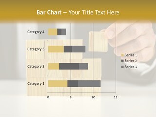 A Business Man Stacking Wooden Blocks On Top Of A Table PowerPoint Template