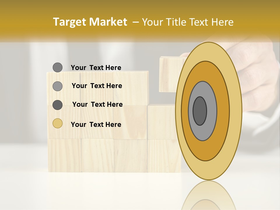 A Business Man Stacking Wooden Blocks On Top Of A Table PowerPoint Template