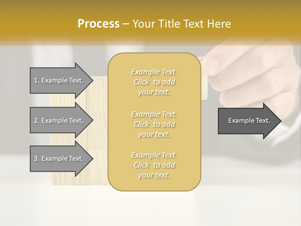 A Business Man Stacking Wooden Blocks On Top Of A Table PowerPoint Template