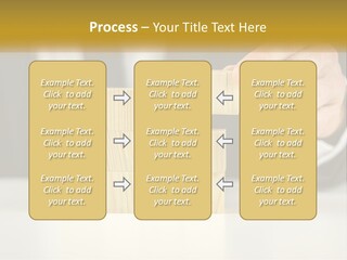 A Business Man Stacking Wooden Blocks On Top Of A Table PowerPoint Template