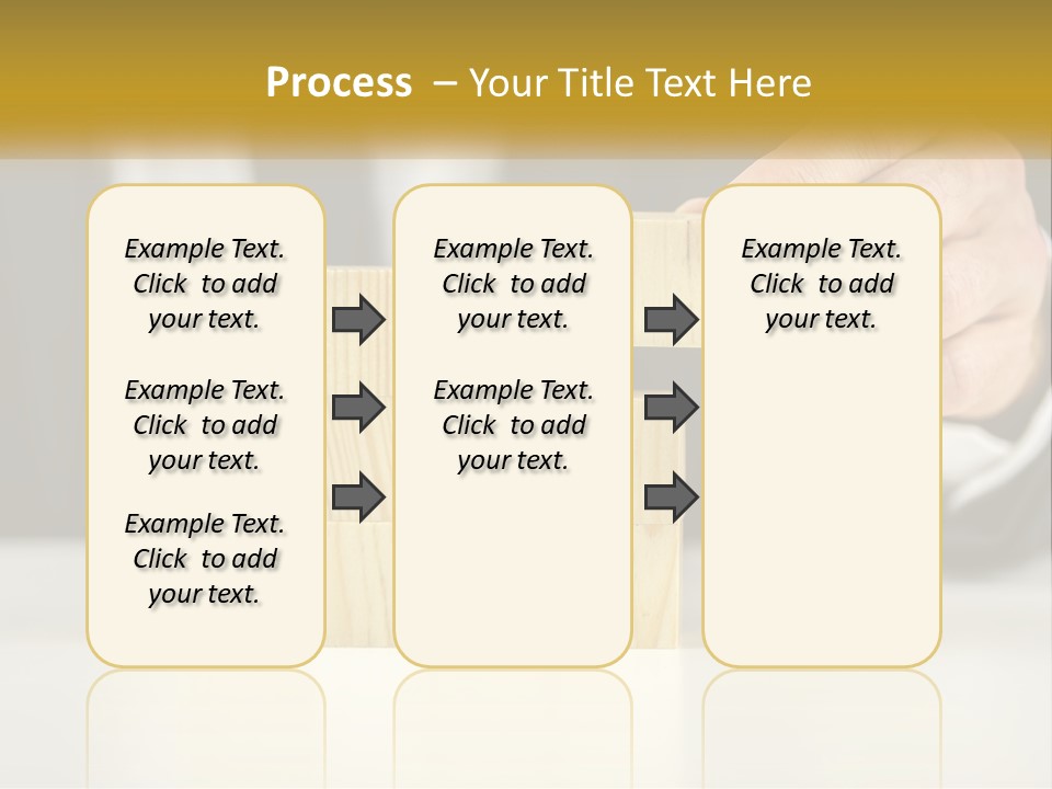 A Business Man Stacking Wooden Blocks On Top Of A Table PowerPoint Template