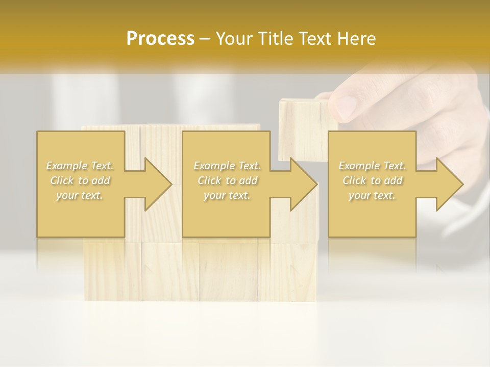 A Business Man Stacking Wooden Blocks On Top Of A Table PowerPoint Template