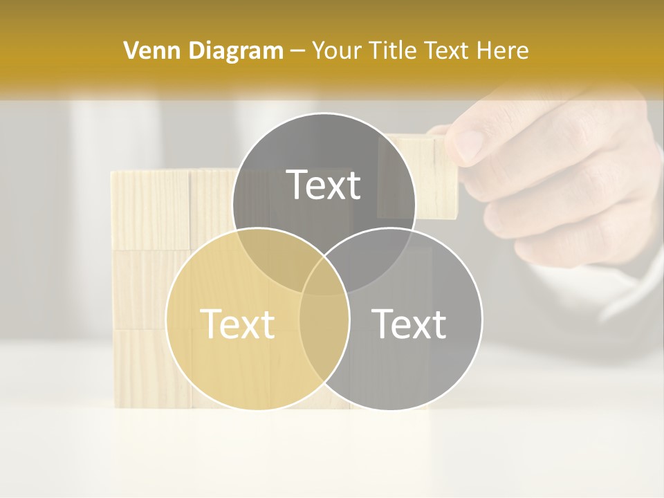 A Business Man Stacking Wooden Blocks On Top Of A Table PowerPoint Template