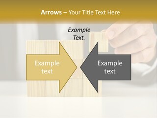 A Business Man Stacking Wooden Blocks On Top Of A Table PowerPoint Template