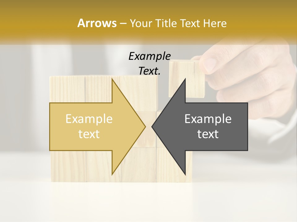 A Business Man Stacking Wooden Blocks On Top Of A Table PowerPoint Template