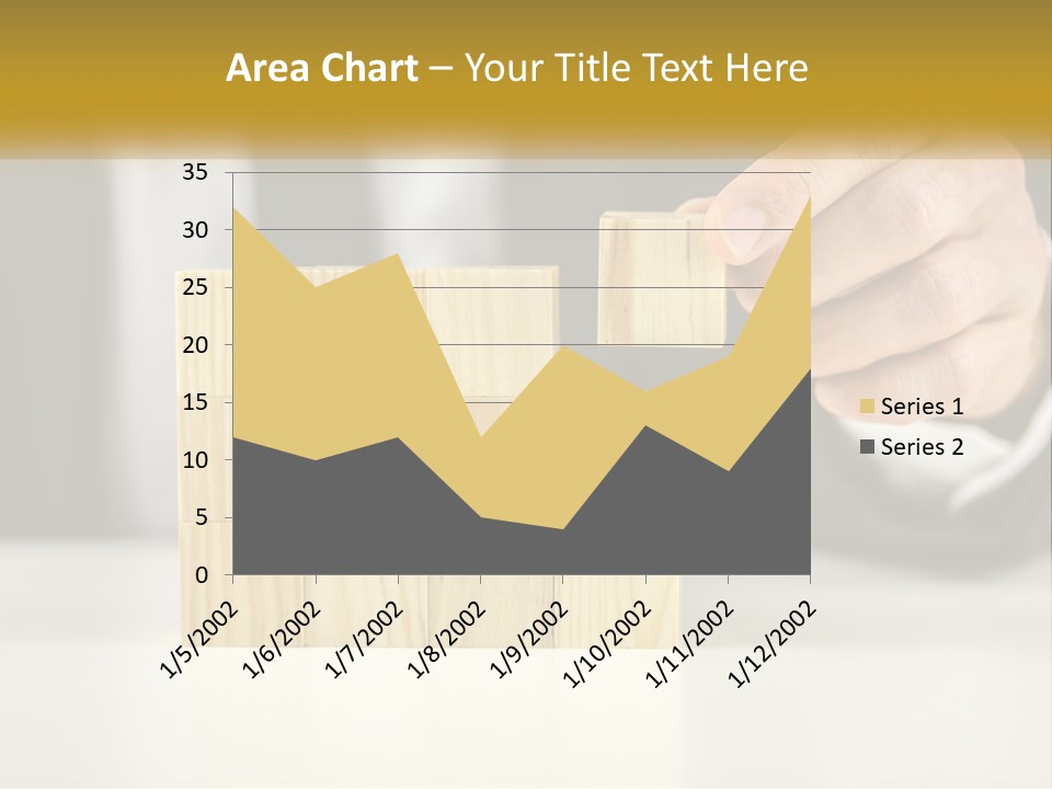 A Business Man Stacking Wooden Blocks On Top Of A Table PowerPoint Template