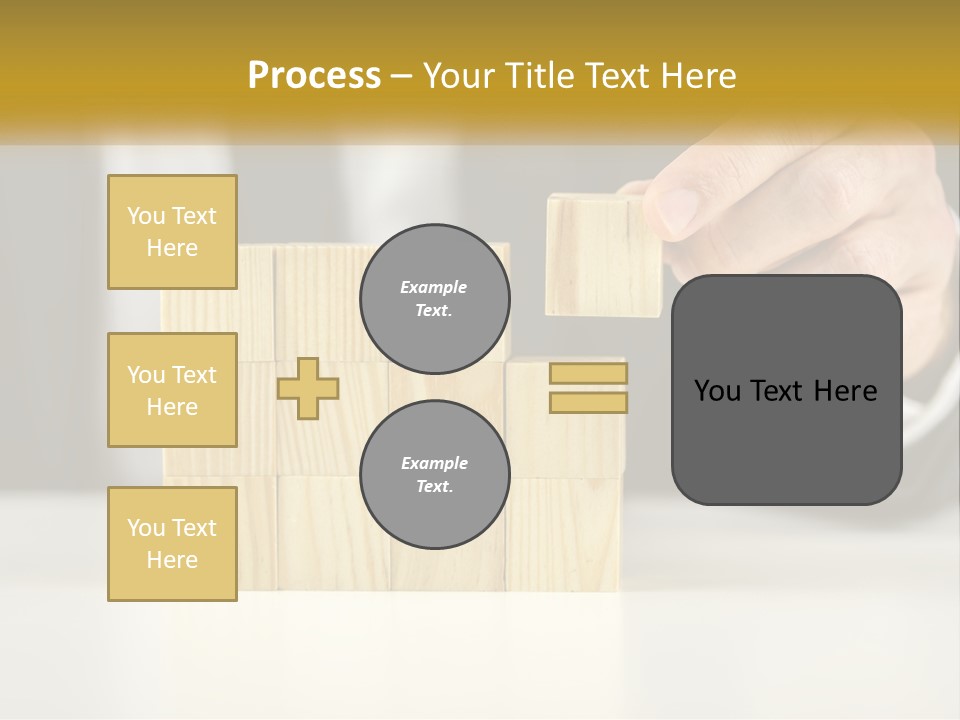 A Business Man Stacking Wooden Blocks On Top Of A Table PowerPoint Template