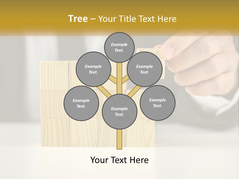 A Business Man Stacking Wooden Blocks On Top Of A Table PowerPoint Template