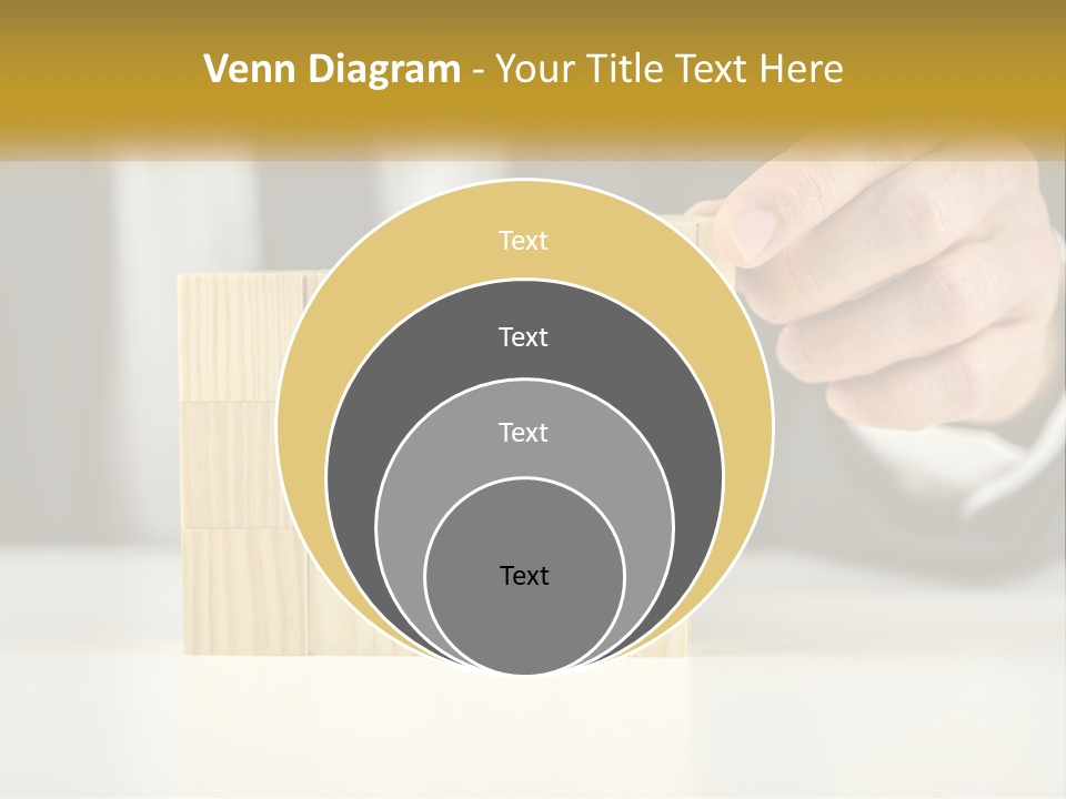 A Business Man Stacking Wooden Blocks On Top Of A Table PowerPoint Template