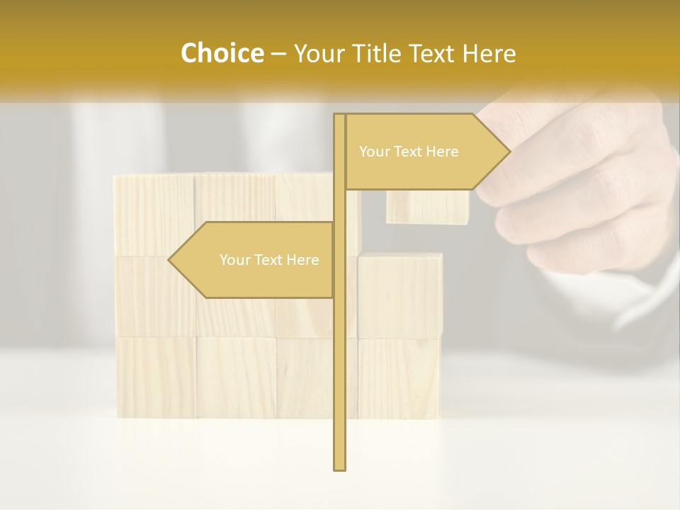 A Business Man Stacking Wooden Blocks On Top Of A Table PowerPoint Template