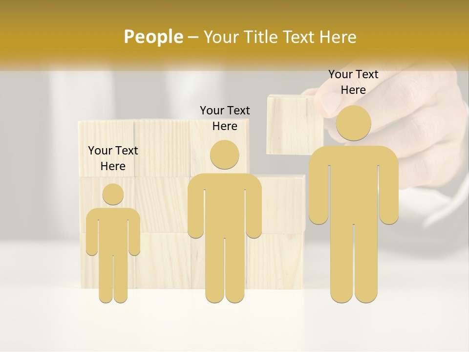 A Business Man Stacking Wooden Blocks On Top Of A Table PowerPoint Template