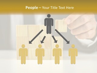 A Business Man Stacking Wooden Blocks On Top Of A Table PowerPoint Template