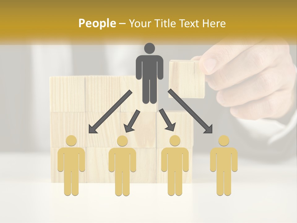 A Business Man Stacking Wooden Blocks On Top Of A Table PowerPoint Template