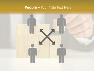 A Business Man Stacking Wooden Blocks On Top Of A Table PowerPoint Template