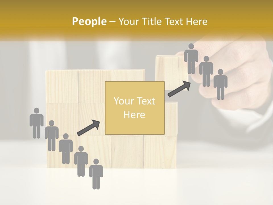 A Business Man Stacking Wooden Blocks On Top Of A Table PowerPoint Template