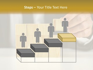 A Business Man Stacking Wooden Blocks On Top Of A Table PowerPoint Template
