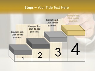 A Business Man Stacking Wooden Blocks On Top Of A Table PowerPoint Template