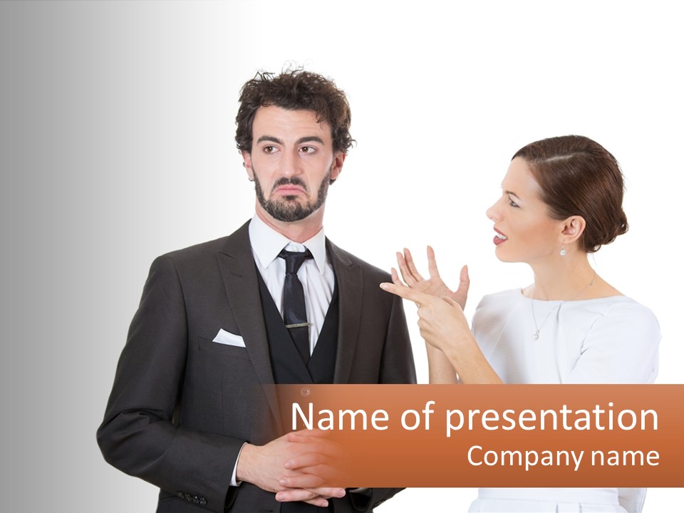 A Man And Woman Standing Next To Each Other PowerPoint Template