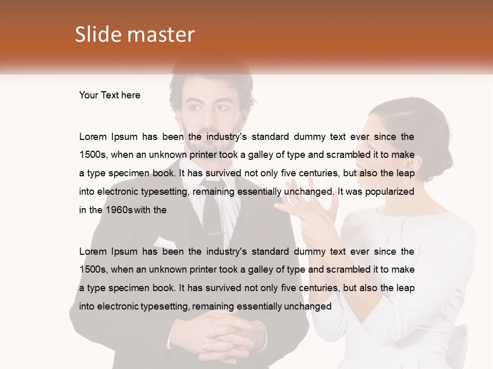 A Man And Woman Standing Next To Each Other PowerPoint Template