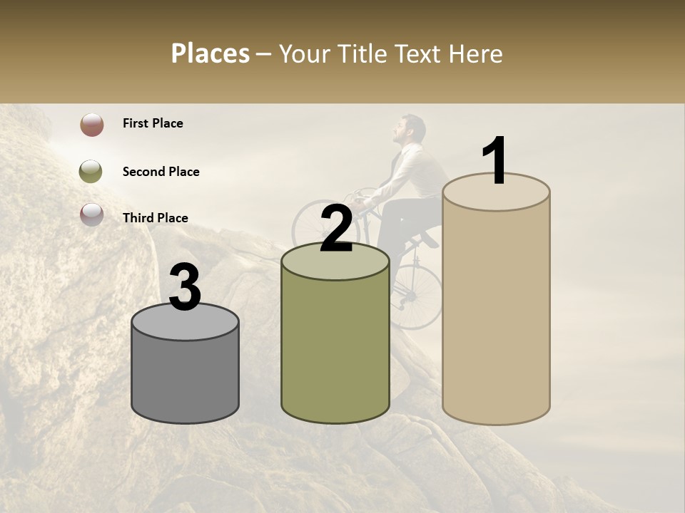 A Man Riding A Bike On Top Of A Mountain PowerPoint Template