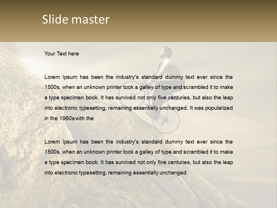 A Man Riding A Bike On Top Of A Mountain PowerPoint Template