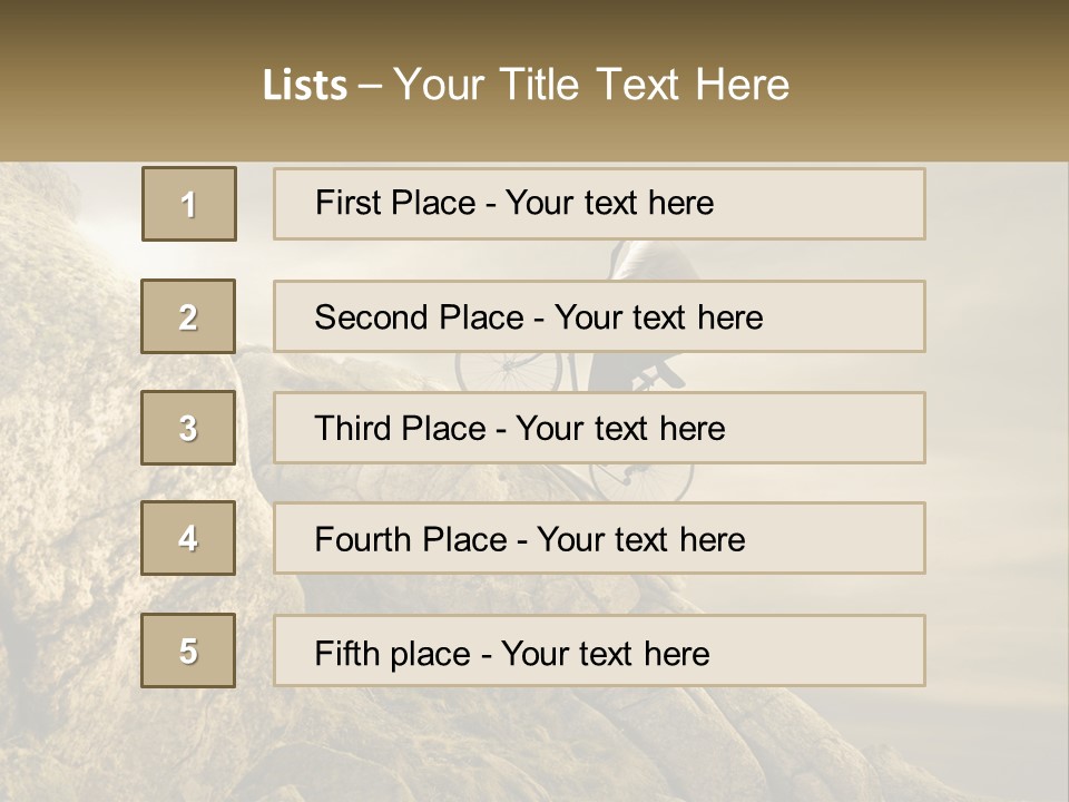 A Man Riding A Bike On Top Of A Mountain PowerPoint Template