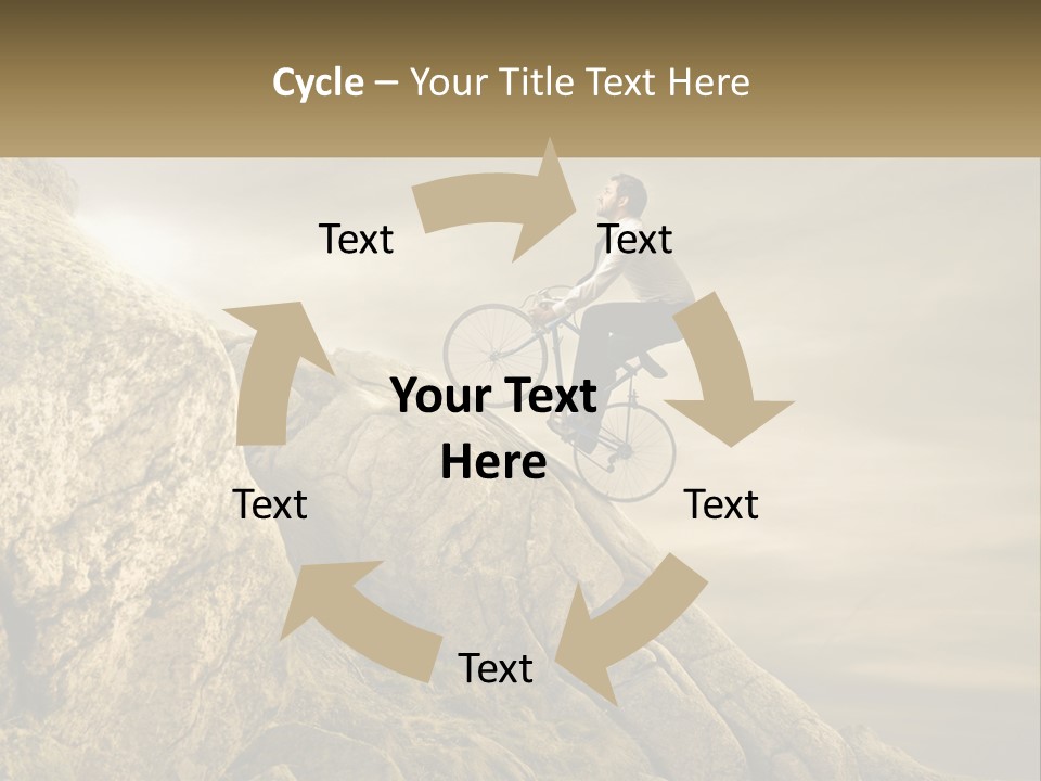 A Man Riding A Bike On Top Of A Mountain PowerPoint Template